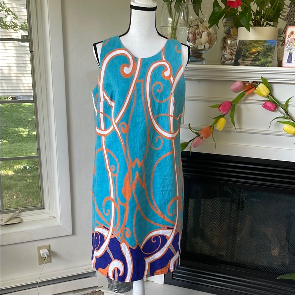 Merona Blue and Orange Sheath Mini Dress